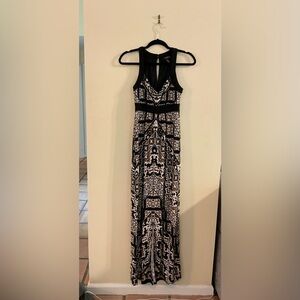 White House Black Market Black and White Geometric Maxi Dress